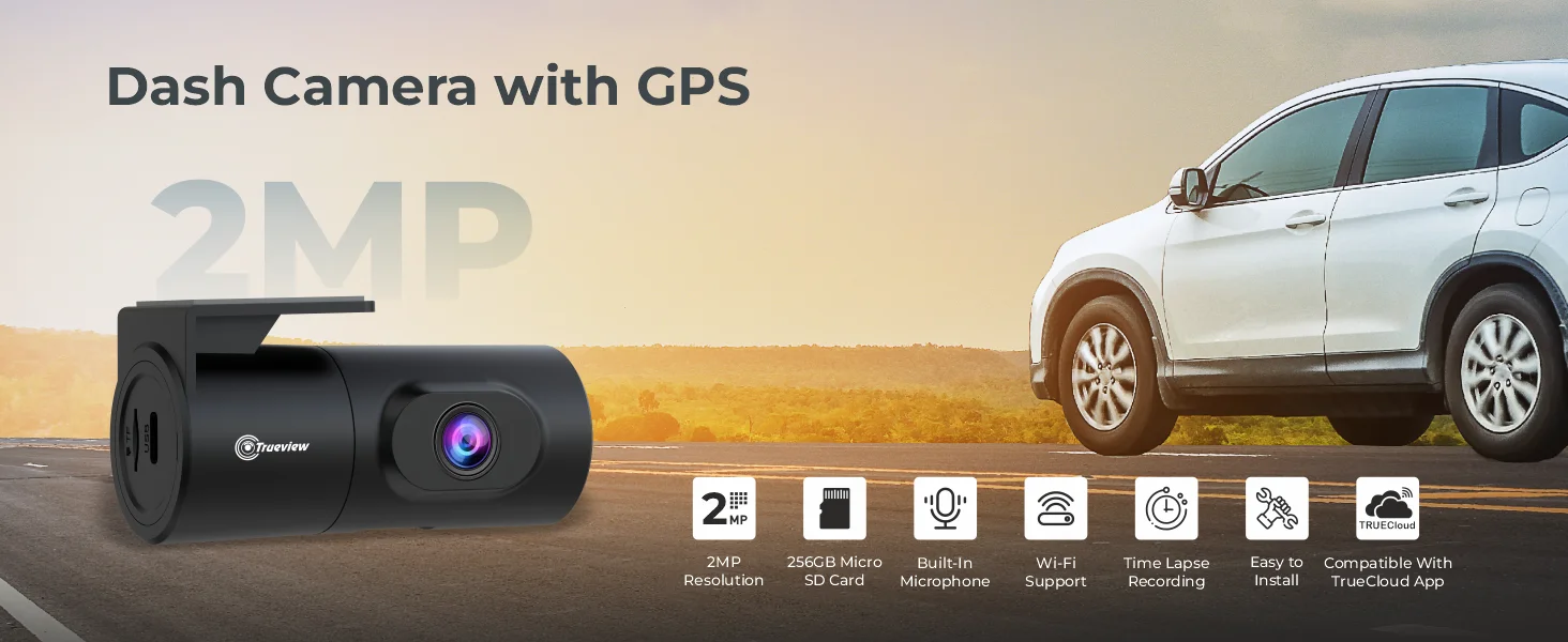 2MP Dash Camera with Built-In GPS 3 Dash Camera with GPS