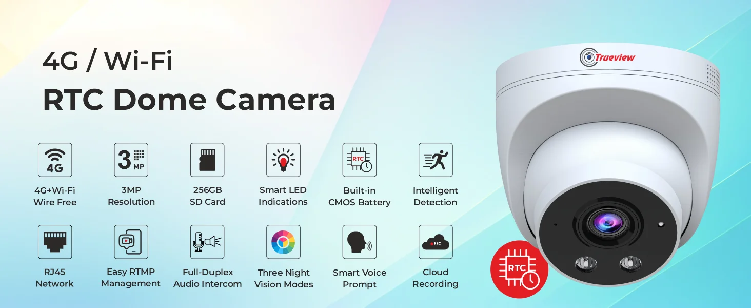 3MP 4G Wi Fi Dome Web Cast RTC Camera 01