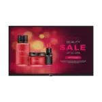 43-inch wall-mount digital signage screen displaying vibrant retail advertisements with non-touch A9 interface