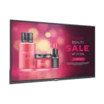 43-inch wall-mount digital signage screen displaying vibrant retail advertisements with non-touch A9 interface