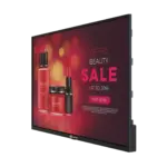 43-inch wall-mount digital signage screen displaying vibrant retail advertisements with non-touch A9 interface