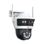 Front view of Mini PT Dome Camera showcasing pan 266° and tilt 90° functionality for wide surveillance coverage.