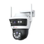 Front view of Mini PT Dome Camera showcasing pan 266° and tilt 90° functionality for wide surveillance coverage.
