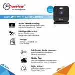 Front view of the WiFi Cube Camera displaying the 3MP lens and compact cube design for seamless home monitoring.