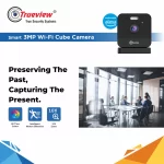 Top perspective of the WiFi Cube Camera showing the minimalist cube form and microphone positioning.