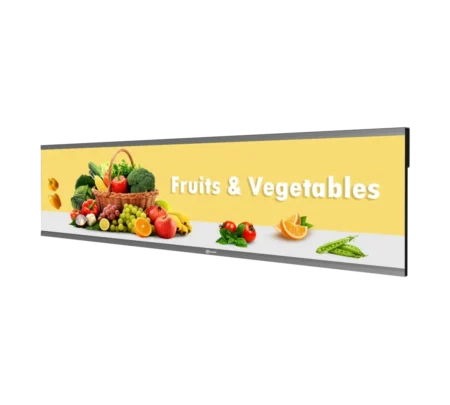 Sleek wall mount retail digital signage panel in stretched 58.5 inch size